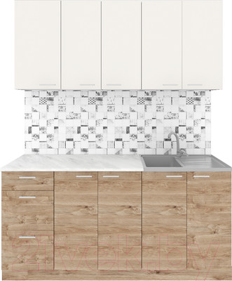 Кухонный гарнитур Агута Альфа 1.6/60 (дуб золотой/сатин/опал светлый)