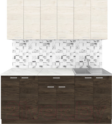 Кухонный гарнитур Агута Альфа 1.8/60 (дуб темный/дуб светлый/опал светлый)