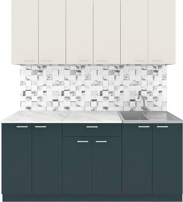 Кухонный гарнитур Агута Альфа 1.8/60 (бензин/сатин/опал светлый)