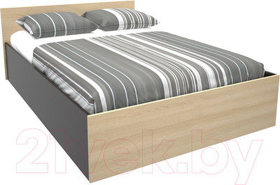 Полуторная кровать МДК КР12 140x200/700x1452x2032 (венге/дуб млечный)