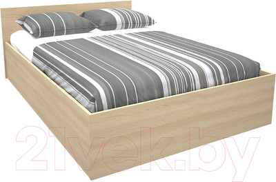 Полуторная кровать МДК КР12 140x200/700x1452x2032 (дуб млечный)