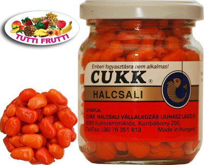 Насадка рыболовная CUKK Кукуруза крупная тутти-фрутти / 4885 (220мл, оранжевый)