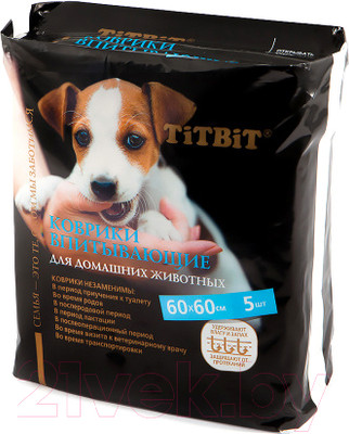 Одноразовая пеленка для животных TiTBiT 60x60см (5шт)