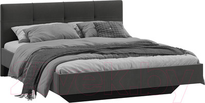 Двуспальная кровать ТриЯ Элис тип 1 с мягкой обивкой 160x200 (велюр графит)