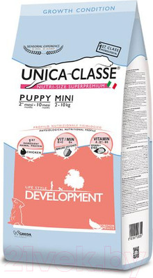 Сухой корм для собак Unica Classe для щенков мелких пород курица (2кг)