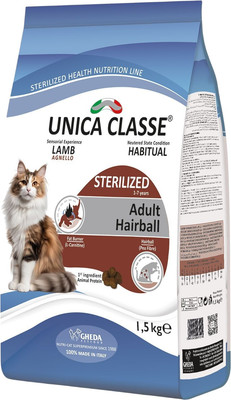 Сухой корм для кошек Unica Classe для взрослых стерилизованных кошек ягненок (1.5кг)