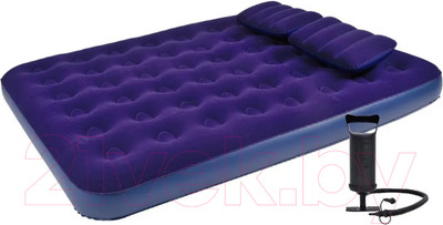 Надувная кровать Jilong Flocked With 2 Pillows&Handpump Queen / 21470 (203x152x22, синий)