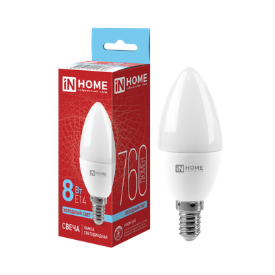 Лампа INhome LED-Свеча-VC 8Вт 230В Е14 6500К 760Лм / 4690612024806