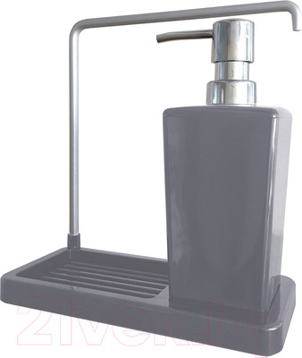 Дозатор моющего средства с подставкой для губки Primanova Luna M-E56-07 (серый)