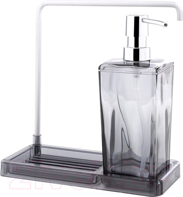 Дозатор моющего средства с подставкой для губки Primanova Luna M-E56-25 (прозрачно-черный)