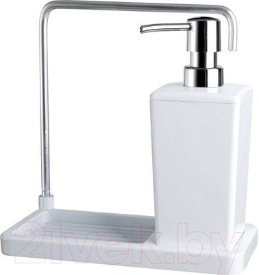 Дозатор моющего средства с подставкой для губки Primanova Luna M-E56-01 (белый)