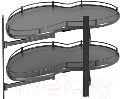 Корзина выкатная Starax Волшебный уголок поворотный / S-3015-А (левое выдвижение, антрацит)