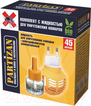 Электрофумигатор Partizan С жидкостью для уничтожения комаров 45 ночей