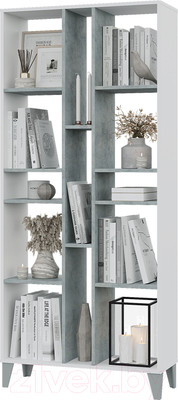 Стеллаж Горизонт Мебель Asti / 12АСББ (белый/бетон)