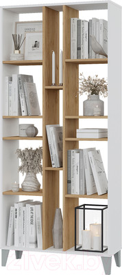 Стеллаж Горизонт Мебель Asti / 12АСБЗ (белый/золотой)