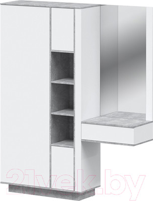 Секция в прихожую Интерлиния Quartz QZ-ШК4 комбинированный (белый платинум/бетон)