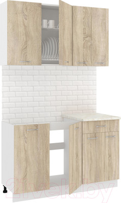 Кухонный гарнитур Кортекс-мебель Корнелия Лира-лайт 1.3м (дуб сонома/королевский опал)