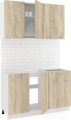 Кухонный гарнитур Кортекс-мебель Корнелия Лира-лайт 1.3м без столешницы (дуб сонома)