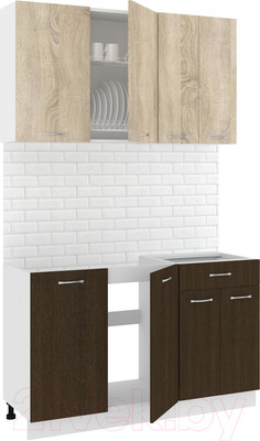 Кухонный гарнитур Кортекс-мебель Корнелия Лира-лайт 1.3м без столешницы (дуб сонома/венге)