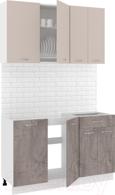 Кухонный гарнитур Кортекс-мебель Корнелия Лира-лайт 1.3м без столешницы (капучино/оникс)