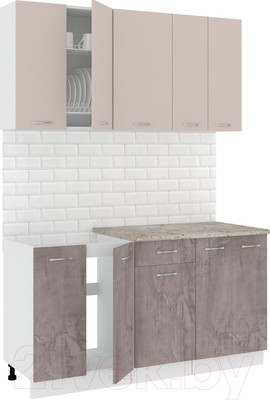 Кухонный гарнитур Кортекс-мебель Корнелия Лира-лайт 1.5м (капучино/оникс/марсель)