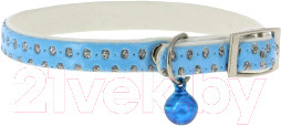 Ошейник КАСКАД Синтетик двойной с блестками и бубенчиком / 00210115-06 (синий)