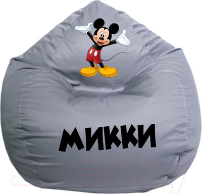 Бескаркасное кресло Devi Bag Груша XL П-39 (серый/микки маус)