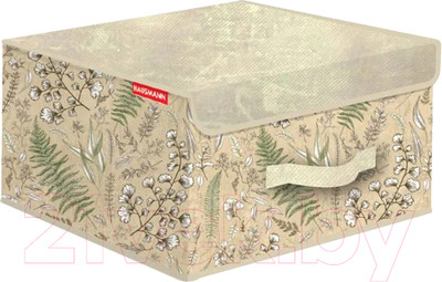 Кофр для хранения Hausmann HM-PICF03 (бежевый/растительный принт)