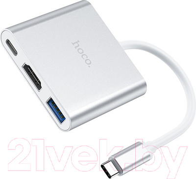 USB-хаб Hoco HB14 (серебристый)