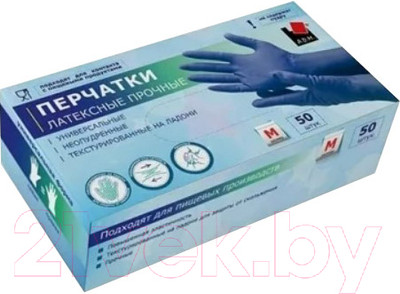 Перчатки одноразовые A.D.M Латексные  (M, 50шт)