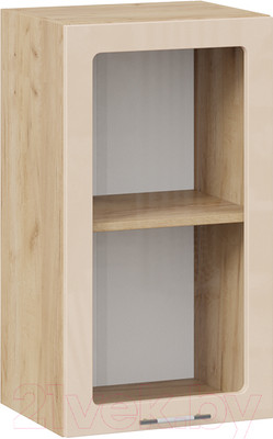 Шкаф навесной для кухни ТриЯ Весна 1В4С (дуб крафт золотой/ваниль глянец)