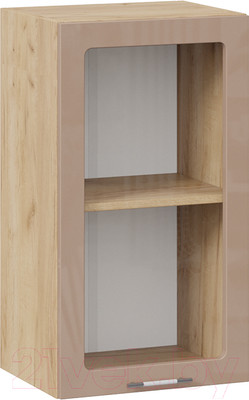 Шкаф навесной для кухни ТриЯ Весна 1В4С (дуб крафт золотой/кофе с молоком)