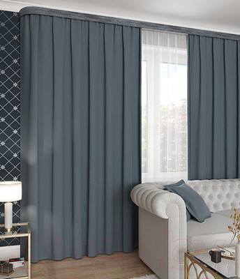 Штора LEGRAND Канвас 200x260 / 58094176 (серо-голубой)