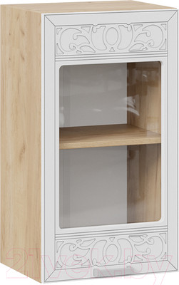 Шкаф навесной для кухни ТриЯ Долорес 1В4С (дуб крафт золотой/сноу)