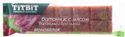 Лакомство для собак TiTBiT Батончик с бараниной и брусникой (40г)