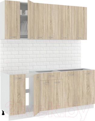 Кухонный гарнитур Кортекс-мебель Корнелия Лира-лайт 1.9м без столешницы (дуб сонома)