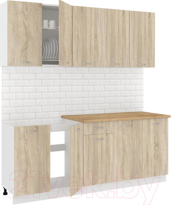 Кухонный гарнитур Кортекс-мебель Корнелия Лира-лайт 2.0м (дуб сонома/дуб бунратти)