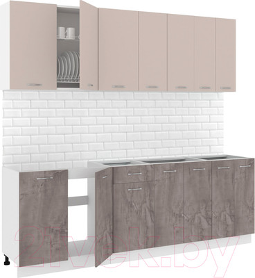 Кухонный гарнитур Кортекс-мебель Корнелия Лира-лайт 2.3м без столешницы (капучино/оникс)