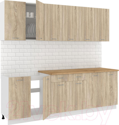 Кухонный гарнитур Кортекс-мебель Корнелия Лира-лайт 2.4м (дуб сонома/дуб бунратти)