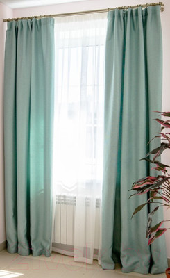 Комплект штор Decoretto Рогожка лагуна РЛ-K15 (250x260, бирюзовый)