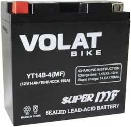 Мотоаккумулятор VOLAT YT14B-4 MF L+ (14 А/ч)
