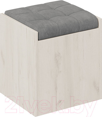 Банкетка ТриЯ Форест (дуб крафт белый/велюр серый)