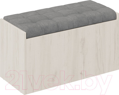 Банкетка ТриЯ Форест исп. 2 (дуб крафт белый/велюр серый)