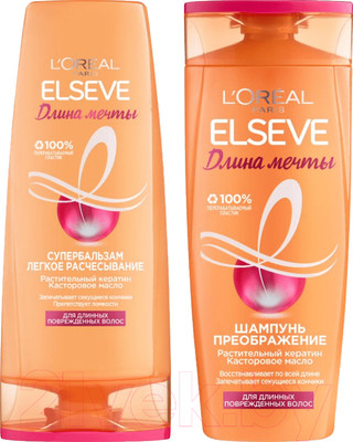 Набор косметики для волос L'Oreal Paris Elseve длина мечты Шампунь 400мл+Бальзам 400мл