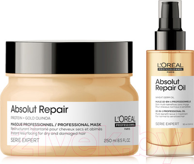 Набор косметики для волос L'Oreal Professionnel Gold Quinoa+Protein Маска 250мл+Масло 10в1 90мл