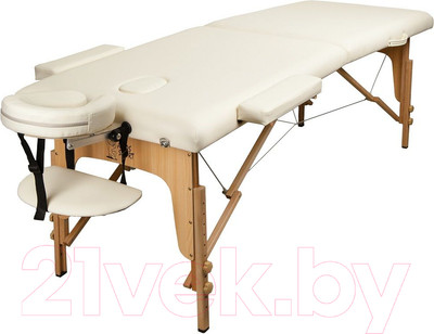 Массажный стол Atlas Sport Складной 2-с 60см (бежевый/деревянный)