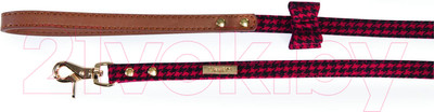 Поводок Camon DC166/F (с бабочкой орнамент пье-де-пуль красный/черный)