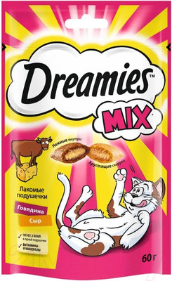 Лакомство для кошек Dreamies MIX с говядиной и сыром (60г)