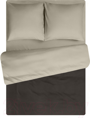 Комплект постельного белья Amore Mio Мако-сатин Andrew Микрофибра 1.5сп / 22230 (коричневый/светло-серый)