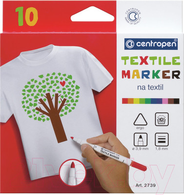 Набор маркеров Centropen Textil Marker 2739 / 5 2739 1001 (10шт)